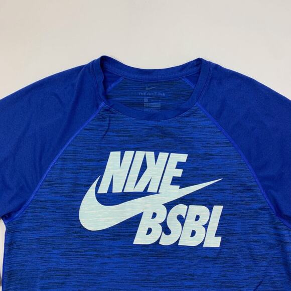 Nike T Shirt Mens M Medium Blue Dri Fit Half Sleeve Crew Neck BSBL Baseball Tee - Picture 5 of 11